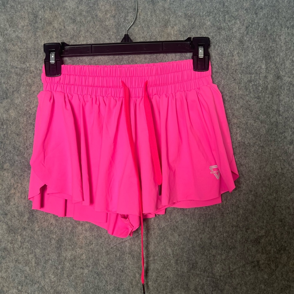 Keiki Kona Woman Size XS 2-IN-1‎ FLOWY FITNESS SHORTS Hot Pink
